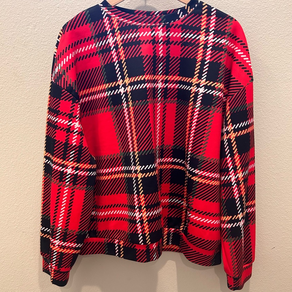 Red and Black Classic Plaid Blouse Top Size‎ XL